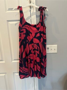 Tie-Shoulder Navy and Pink Floral Sundress
